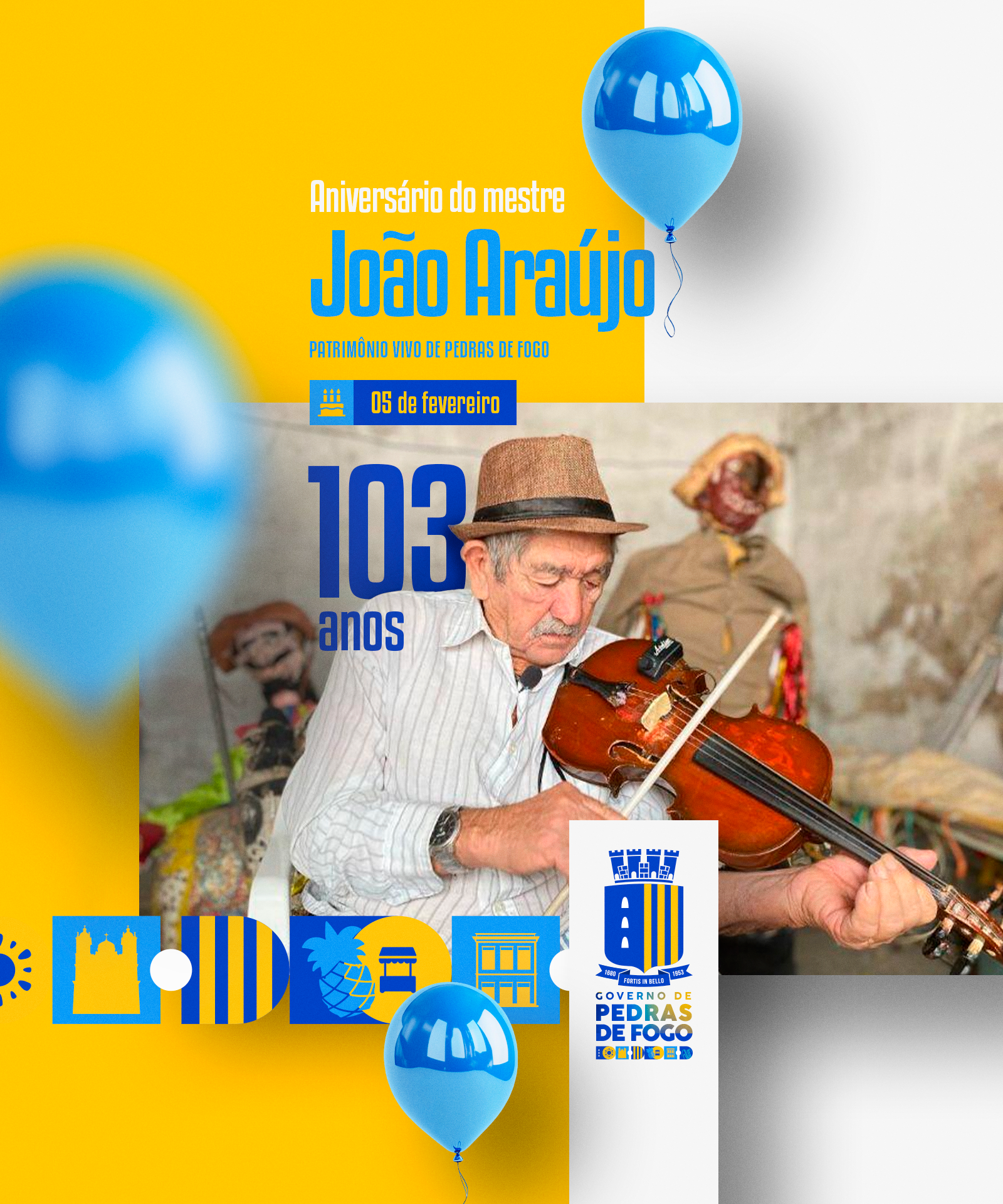 Imagem ilustrativa: Patrimônio Cultural, Mestre Araújo completa 103 anos