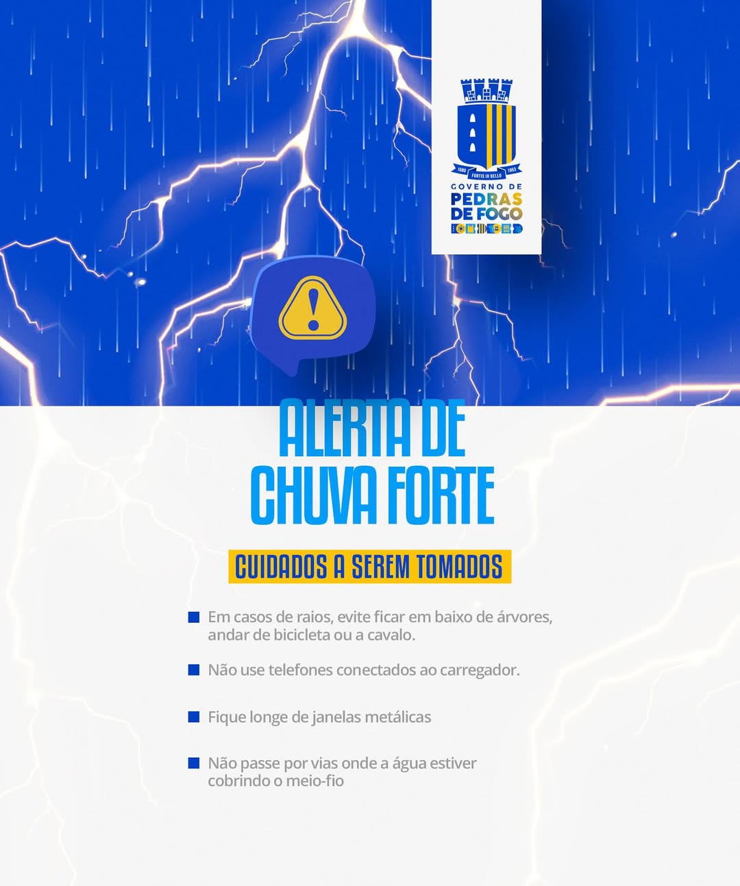 Imagem ilustrativa: Governo de Pedras de Fogo emite alerta de chuvas fortes e orienta população sobre cuidados