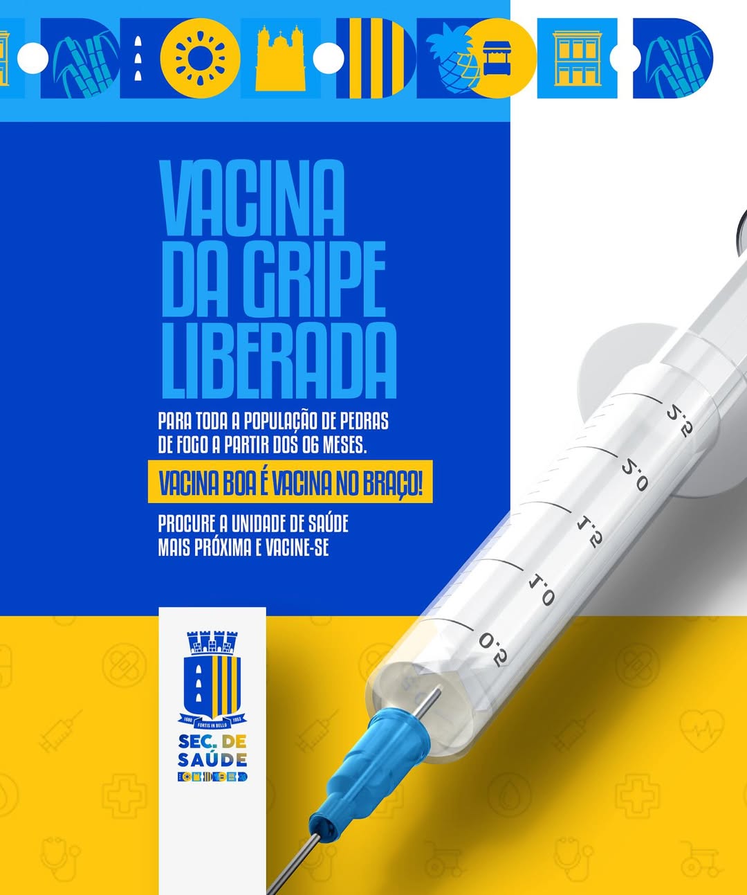 VACINAÇÃO CONTRA A GRIPE ESTÁ LIBERADA PARA TODA A POPULAÇÃO A PARTIR DOS 6 MESES DE IDADE EM PEDRAS DE FOGO