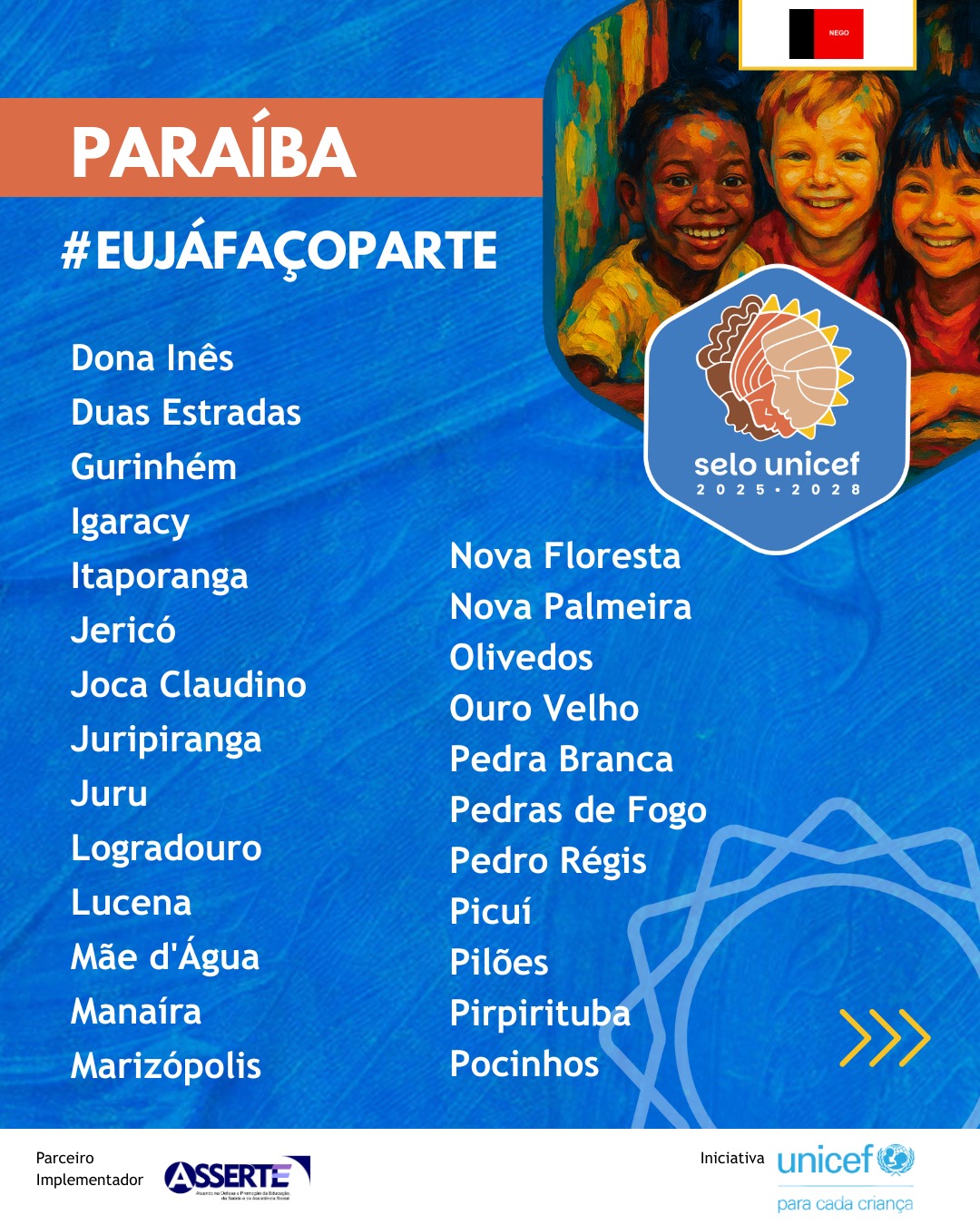 Imagem ilustrativa: Pedras de Fogo faz adesão ao Selo Unicef 2025-2028