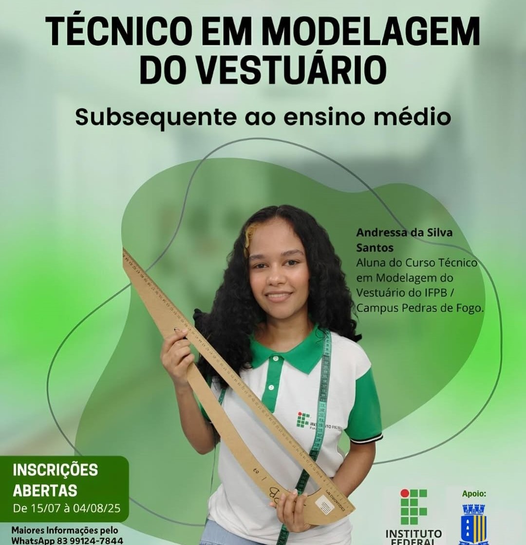 Imagem ilustrativa: IFPB – Campus Pedras de Fogo abre inscrições para Curso Técnico em Modelagem do Vestuário