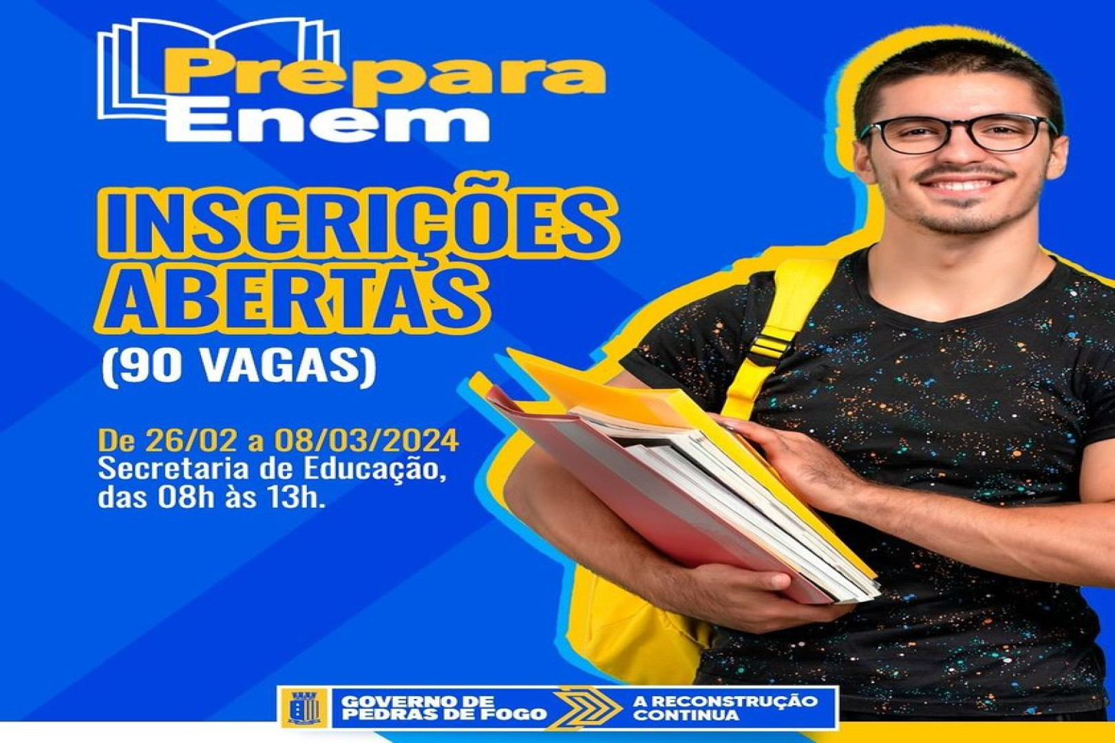 PREPARA ENEM OFERTA 90 VAGAS A ALUNOS QUE SE ESTUDAM PARA O EXAME NACIONAL DO ENSINO MÉDIO
