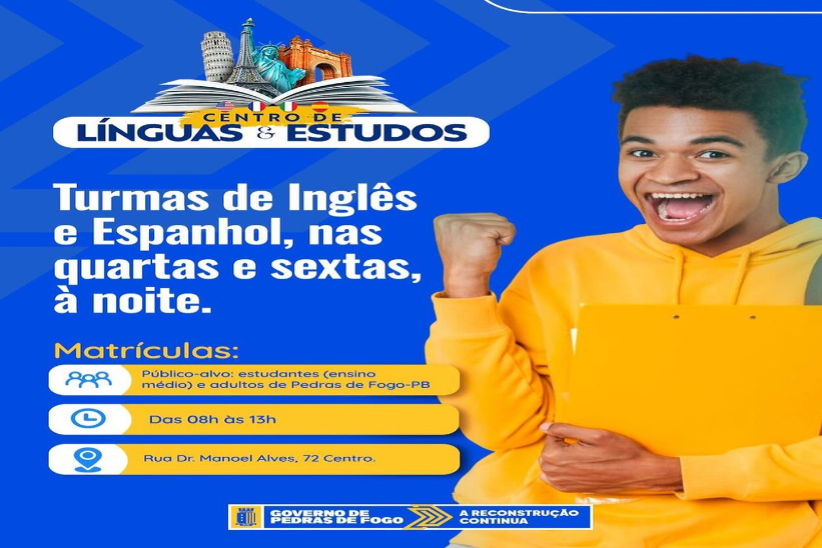 CENTRO DE LÍNGUAS DE PEDRAS DE FOGO ABRE NOVAS TURMAS